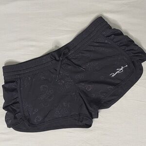 Panama Jack Black Ruffle Athletic Shorts | Women’s Lightweight Running Gym Short